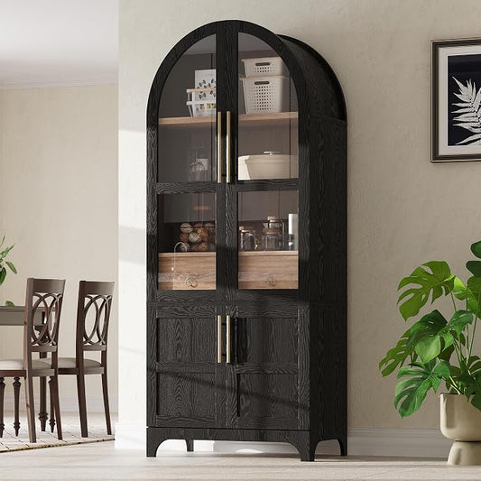 71" Tall Arched Kitchen Pantry Cabinet, Freestanding Kitchens Storage Cabinets by HarperBrightDesigns