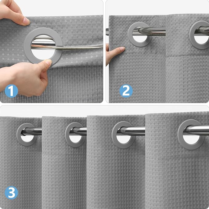 No Hook Waffle Weave Shower Curtain - Image 3