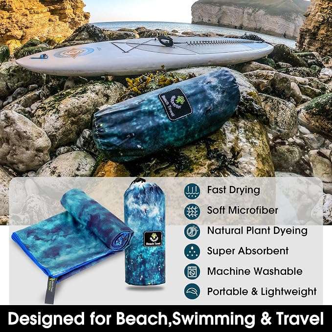 4Monster Microfiber Beach Towel Quick Dry, Super Absorbent Lightweight Travel - Image 2