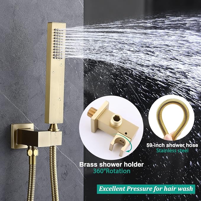 Rain Shower System, 16 Inch Ceiling Mounted Shower Faucet, Shower Combo Set - Image 7
