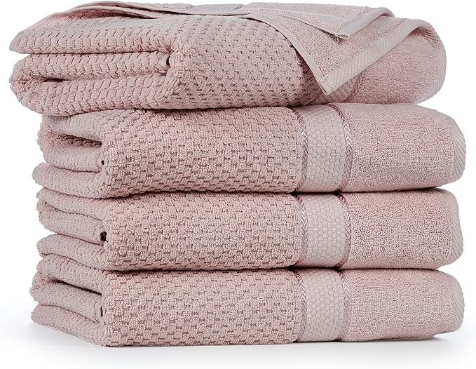 Ample Decor 100% Cotton Soft Pink Bath Towel - Image 5
