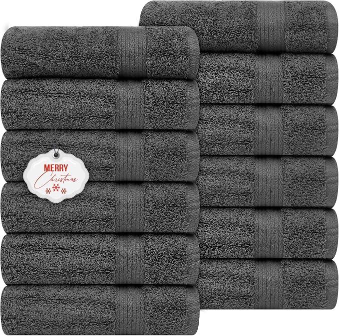 Ample Decor Soft Absorbent Hand Towels 18 X 28 Inch 600 GSM 100% Cotton- 12Pcs by AmpleDecor