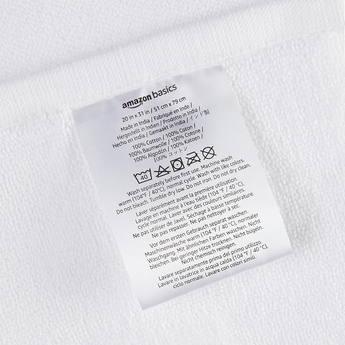 Amazon Basics Non-Slip Cotton Bath Mat, 100% Cotton Absorbent, Machine Washable - Image 5