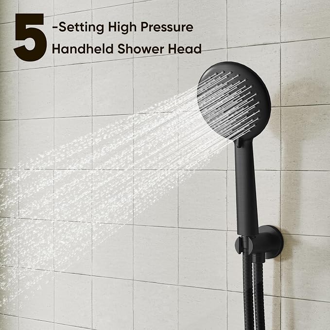 Gabrylly Black Shower System, Pressure Balance Shower Faucet Set, High Pressure - Image 4
