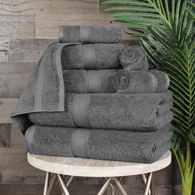 Superior Egyptian Cotton Pile 8 Piece Towel Set, Includes 2 Bath, 2 Hand - Image 7