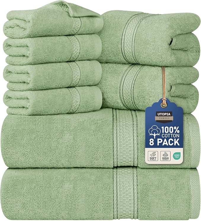 Utopia Towels 8 Piece Luxury Towel Set – Majestic Plush, Super Absorbent & by UTOPIATOWELS