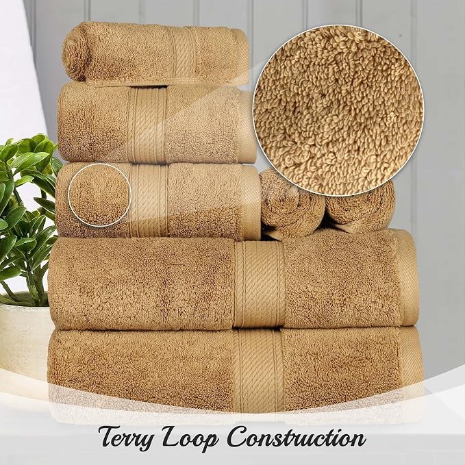Superior Egyptian Cotton Pile 8 Piece Towel Set, Includes 2 Bath, 2 Hand - Image 5