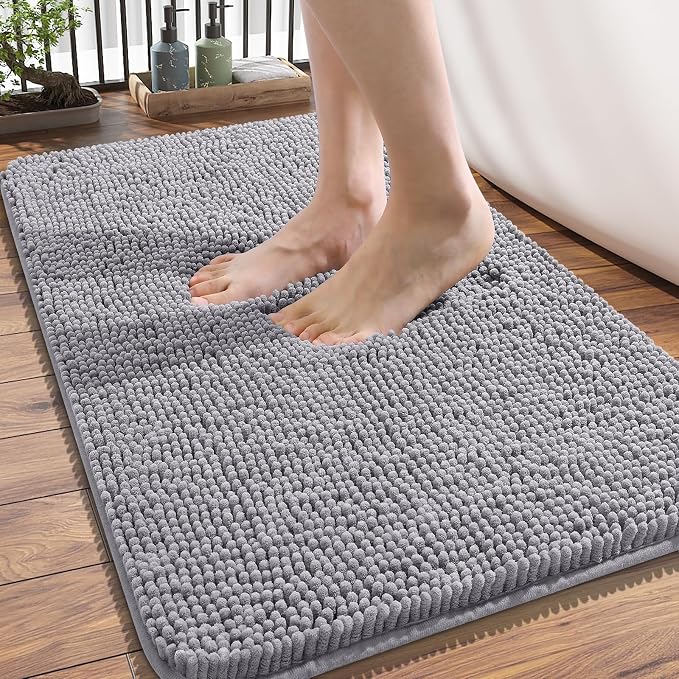 OLANLY Bathroom Rugs 34x21, Extra Soft Absorbent Chenille Bath Rugs, Rubber by OLANLY