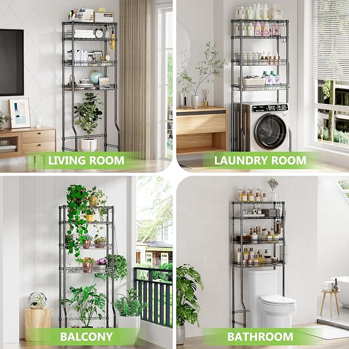 4-Tier Over The Toilet Storage, Bathroom Shelves - Image 6