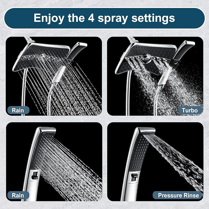 BRIGHT SHOWERS High Pressure Dual Shower Head Combo, Handheld Showerhead - Image 2