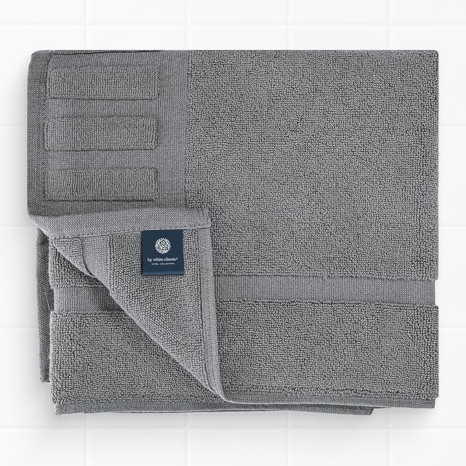 White Classic Luxury Bath Mat Floor Towel Set - Image 6