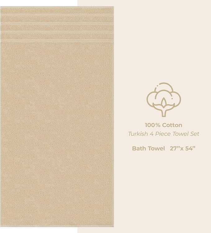 American Soft Linen Luxury 4 Piece Bath Towel Set, 600 GSM 100% Cotton Turkish - Image 5