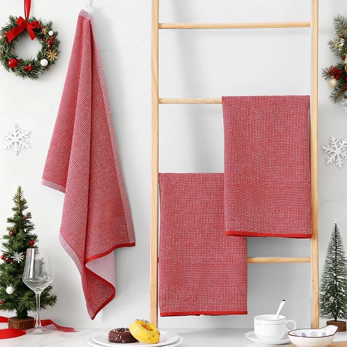 Homaxy Premium Kitchen Towels, Large Cotton Kitchen Hand Towels, Flat and Terry - Image 6