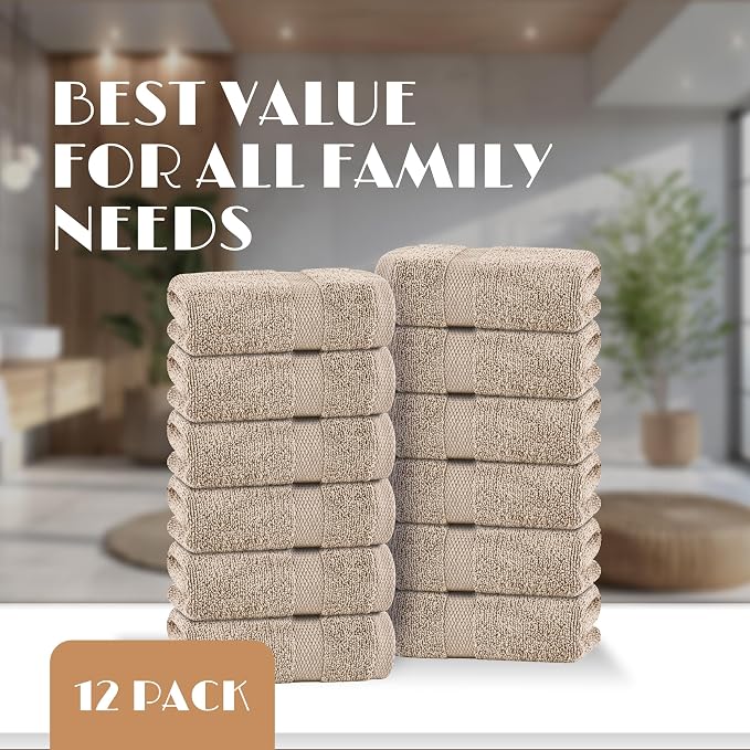 White Classic Taupe Washcloths Set - Image 4