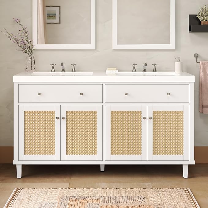 60" Bathroom Vanity with SMC Double Sink, Modern Large Storage Space with 2 by Unknown