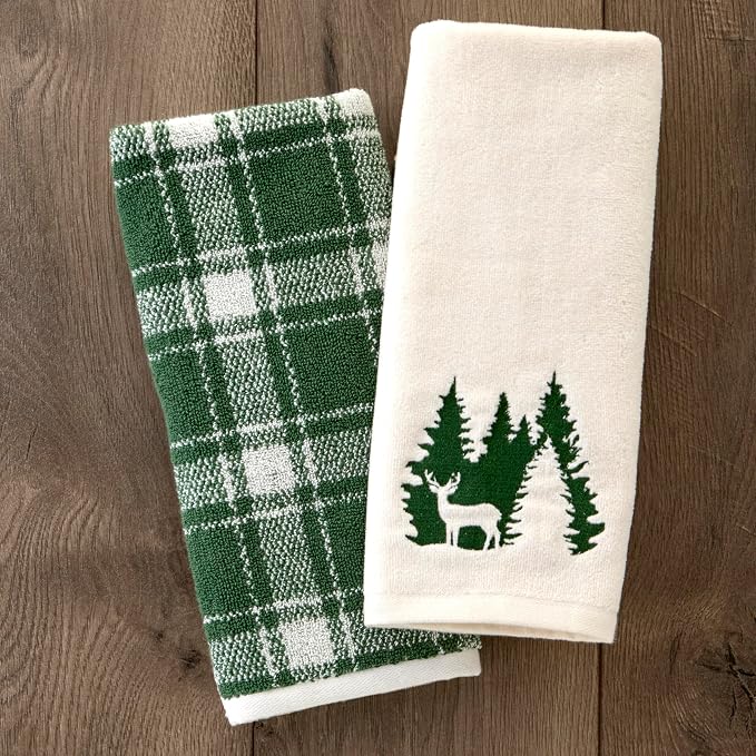 SKL Home Buffalo Plaid 100% Cotton Jacquard 2pc Hand Towel Set, Reversible - Image 5