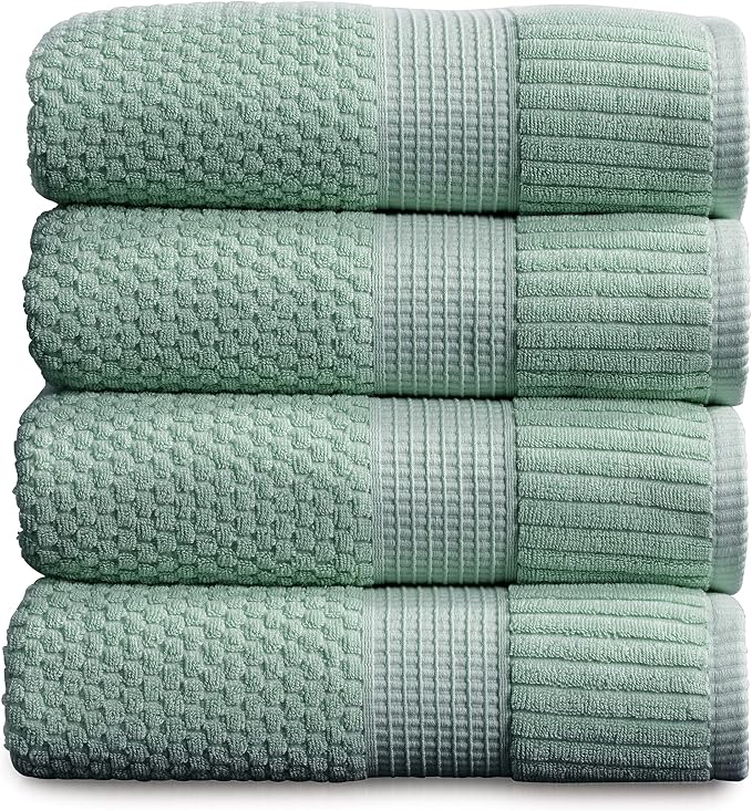 NY Loft 100% Cotton Bath Towel 4 Pack | Super Soft & Absorbent Quick-Dry Bath by NYLoft