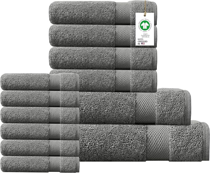 Delara 100% Organic Cotton Towels 650 GSM Plush Feather Touch Quick Dry Towel by Delara