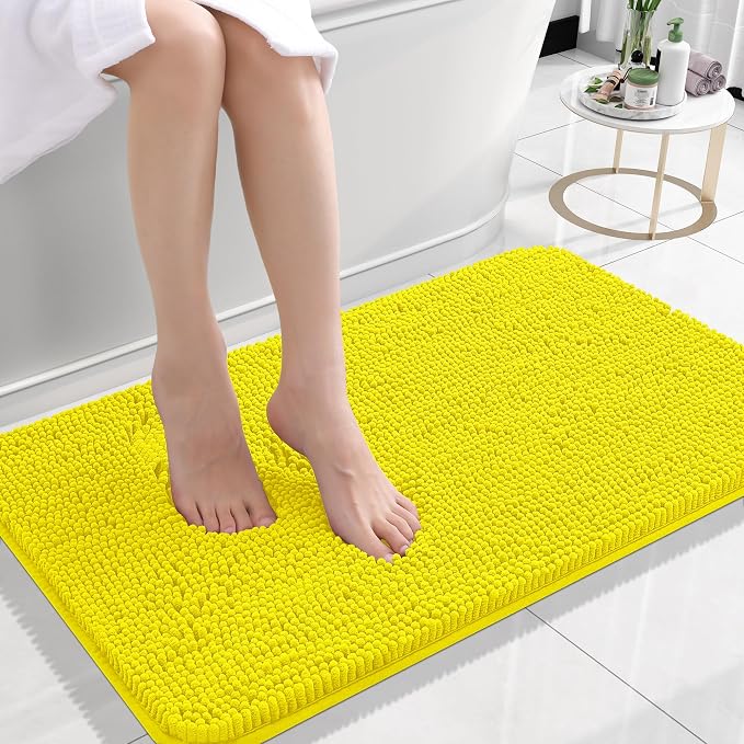 OLANLY Bathroom Rugs 24x16, Extra Soft Absorbent Chenille Bath Rugs, Rubber by OLANLY