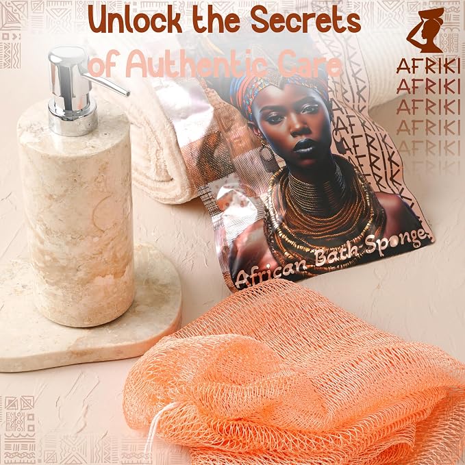 AFRIKI African Net Sponge – Exfoliating Body Scrubber, All Skin Types | 45 in - Image 4