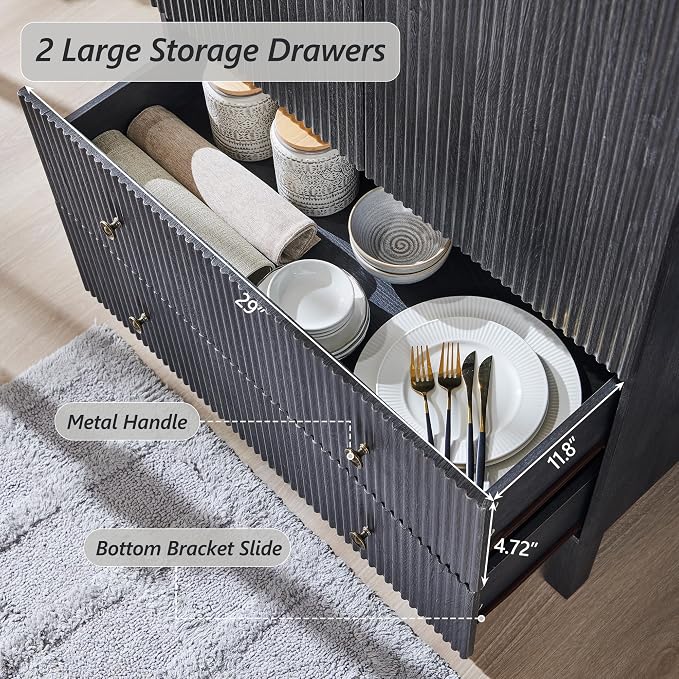 71" Tall Arched Pantry Cabinet, Fluted Kitchen Storage Cabinet - Image 4