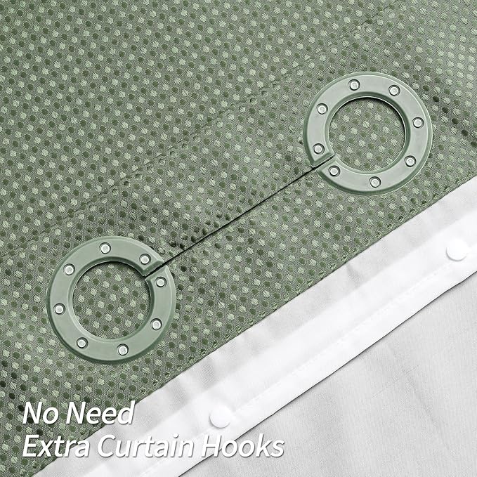 MitoVilla No Hooks Needed Small Stall Shower Curtain Liner Set 36 x 74 - Image 3