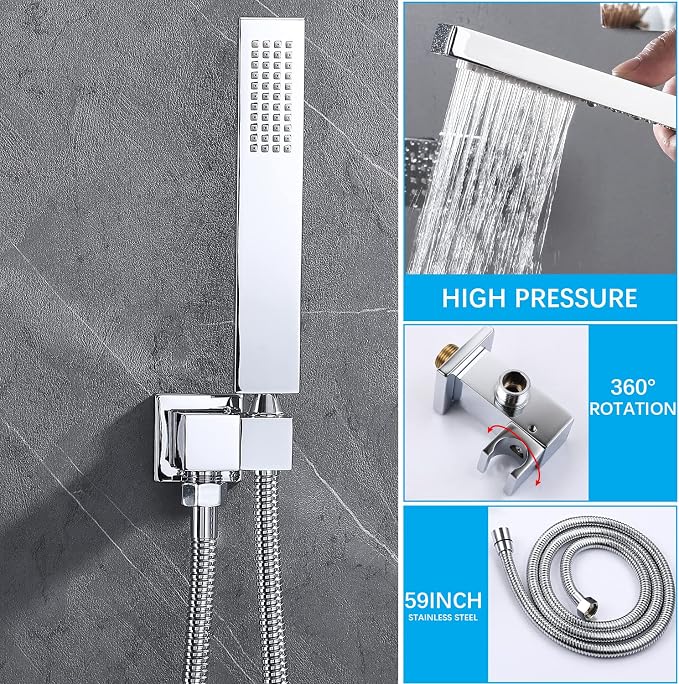 Bathroom Shower System, 16X32 inches Ceiling Mount Thermostatic Large Rain - Image 5
