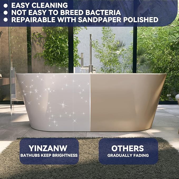 61" Acrylic Free Standing Tub, Stand Alone Tub, Freestanding Bathtub, Soaking - Image 4