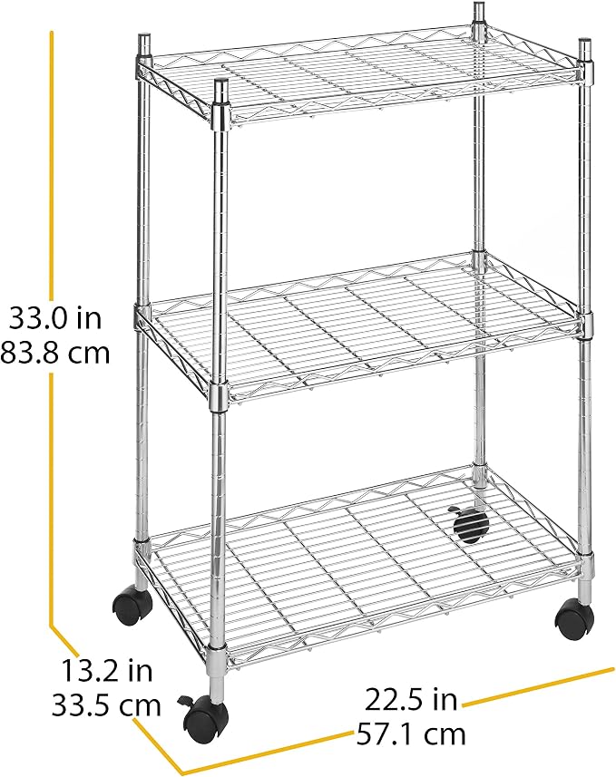 Whitmor Rolling 3 Shelf Cart - Image 3