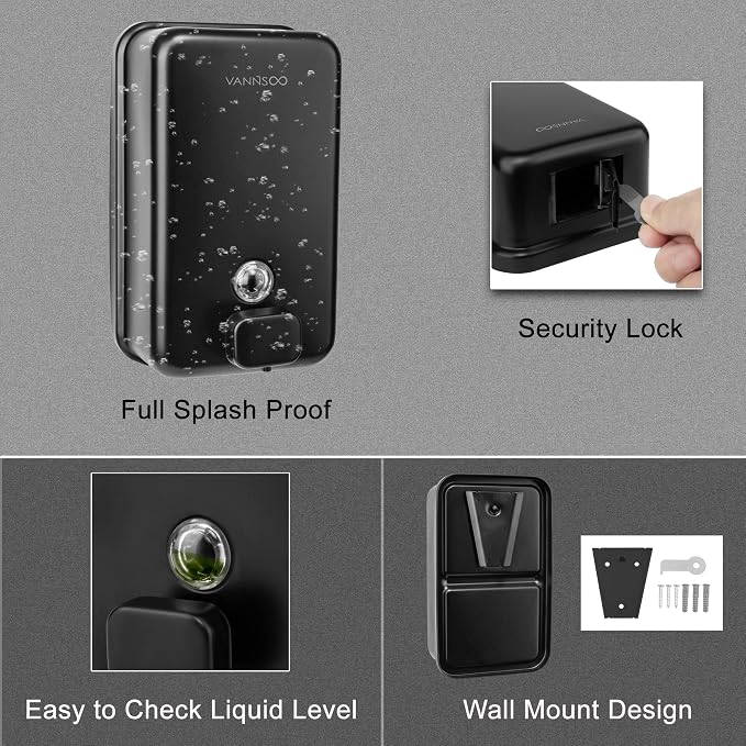 Wall Mounted Hand Soap Dispenser Bathroom, 1200ml 40oz Commercial Stainless - Image 5