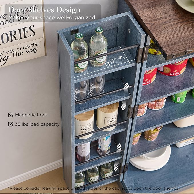 ACCOHOHO 47" Kitchen Pantry, Farmhouse Storage Cabinet - Image 5