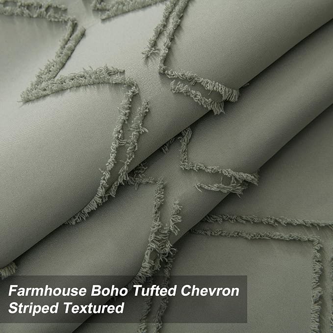 Long No Hook Tufted Chevron Striped Shower Curtain - Image 3