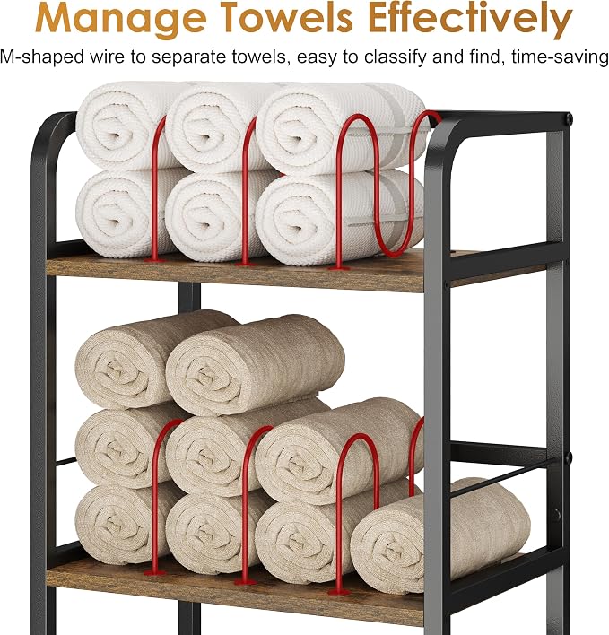 Towel Rack Free Standing Rolling 3-Tier - Image 3