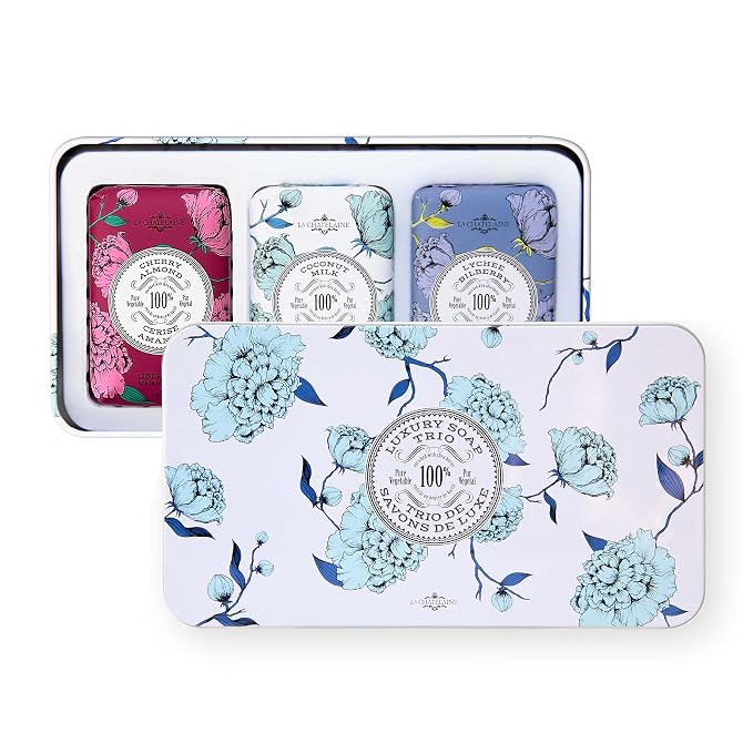 La Chatelaine Luxury Bar Soap Trio Gift Set Tin – Winter White | Made in France by LaChatelaine