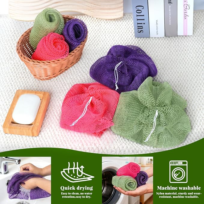 African Net Sponge Authentic, 3 Pieces Exfoliating Scrubber Bath Sponge - Image 5