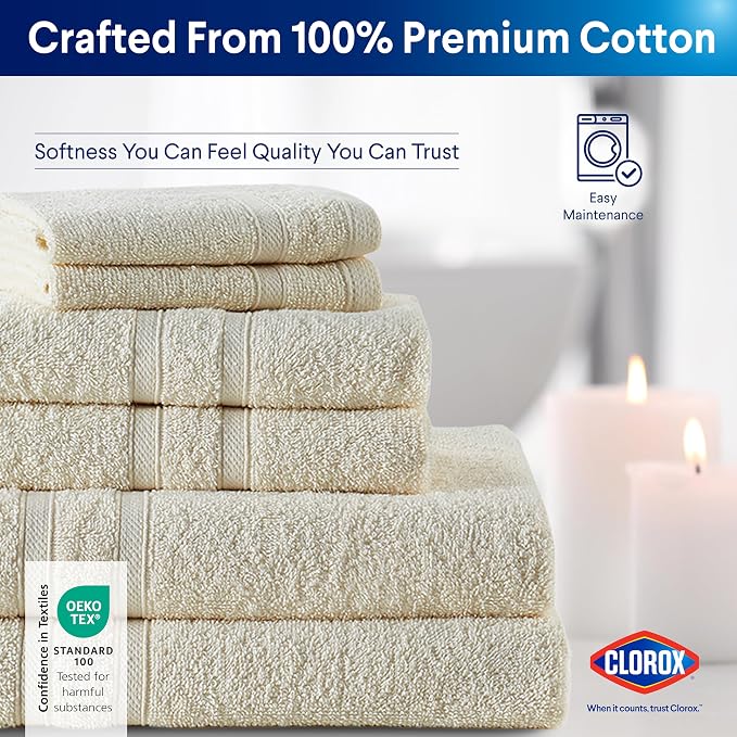 CLOROX Bleach Friendly, Quick Dry, 100% Cotton Washcloths, Highly Absorbent - Image 5