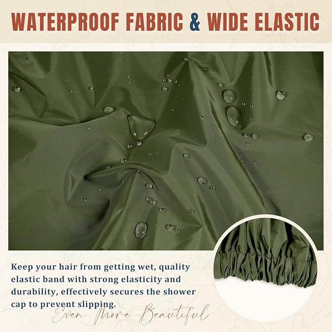 Reusable Shower Cap for Women, Stylish Large Waterproof Shower Bonnet Washable - Image 6