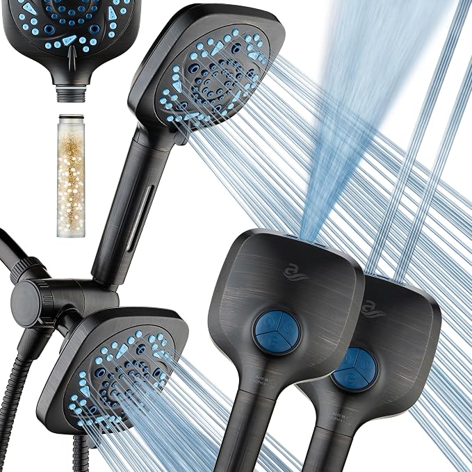 6-way High Pressure 82 Spray Mode Filtered Showerhead Combo by HotelSpa