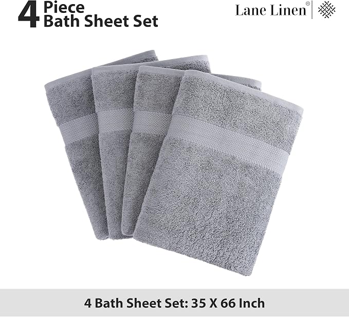LANE LINEN 100% Pure Cotton Bath Sheets Set of 4 - Image 5