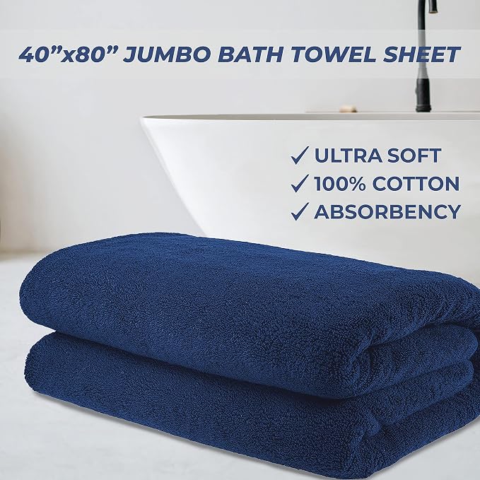 Cotton Paradise 100% Cotton 40x80 Oversized Bath Sheet, Extra Large Turkish - Image 2