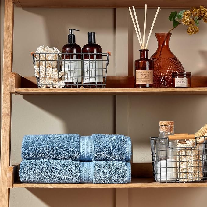 Christy Renaissance 6 Piece Blue Towel Set | 100% Egyptian Cotton | Luxury - Image 2