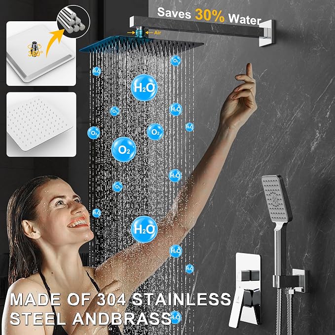 Rain Shower System 10IN Modern Brass Faucet Set - Image 4