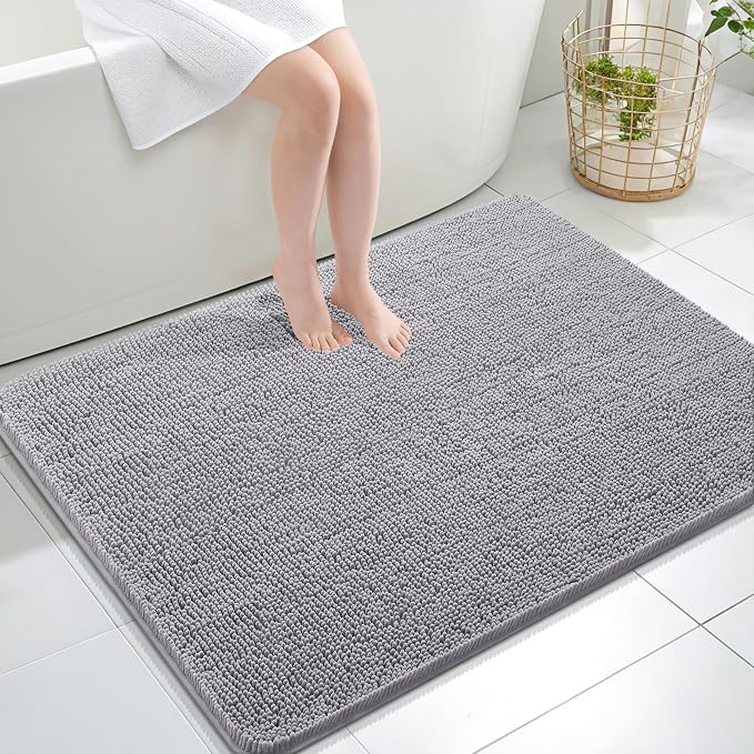 OLANLY Bathroom Rugs 40x32, Extra Soft Absorbent Chenille Bath Rugs, Rubber by OLANLY