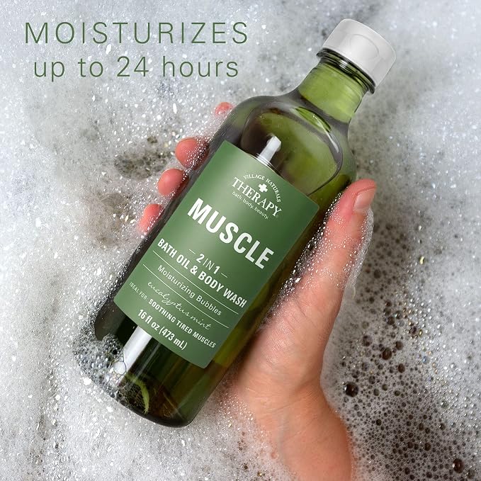 Village Naturals Therapy Muscle Foaming Bath Oil and Body Wash 16 oz. 2 pack - Image 4