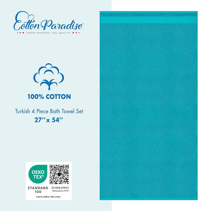 Cotton Paradise 4 Piece Turkish Bath Towels - Image 5