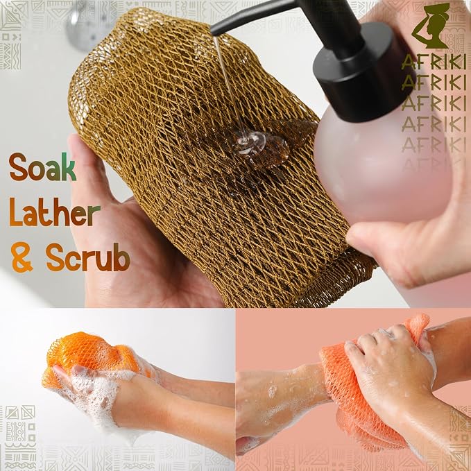 AFRIKI African Net Sponge – Exfoliating Body Scrubber, All Skin Types | 45 in - Image 5
