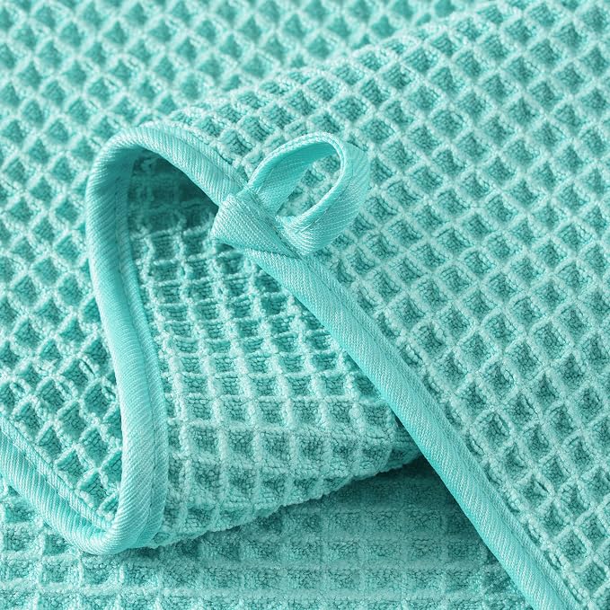 Microfiber Waffle Hand Towels, 4 Pieces, Fast Drying, Lint Free - Image 3