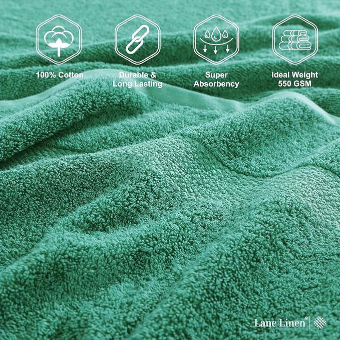 LANE LINEN 100% Ring Spun Cotton Premium Bath Towel Set, 8 Washcloths, 6 Hand - Image 6