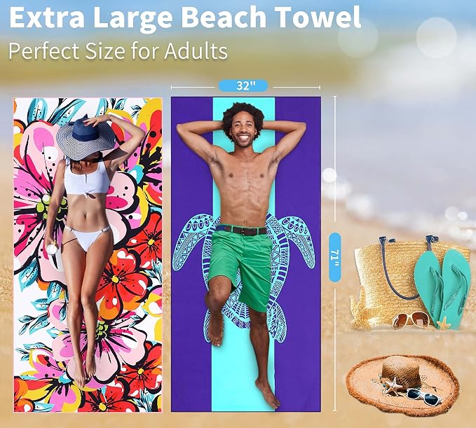 4 Pack Lightweight Thin Beach Towel Oversized 71"x32" Big Extra Large - Image 7