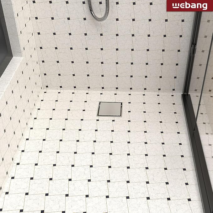 WEBANG 4 Inch Square Shower Drain Nickel Floor Drain - Image 6